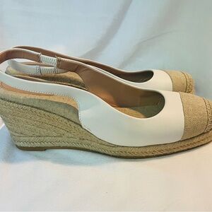New Cole Haan Cloudfeel Espadrille Tan Linen Wedge Slingback Shoes 9.5M Capsule
